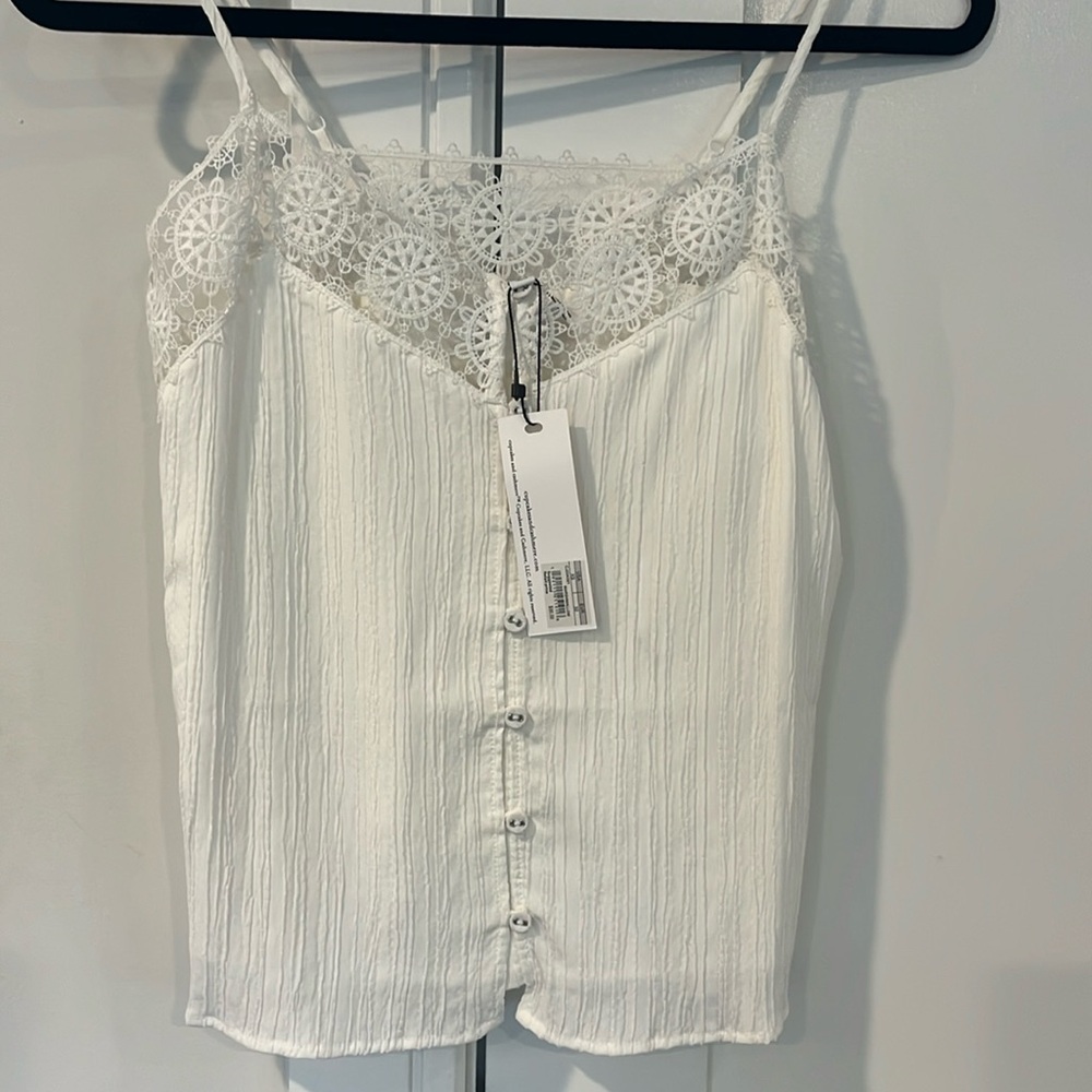 Cupcakes and Cashmere Brand New Tags White Lace Trim Camisole Tank Top SZ XS